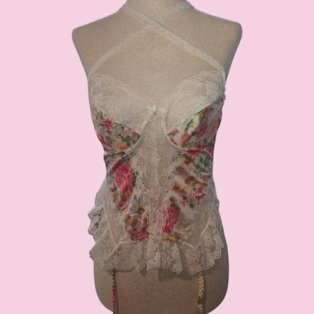 Romantic floral lace garter corset
